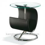 aluminum leather magazine rack with glass table-A335