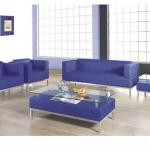Modern and small blue leather home sofa 1+1+3 seat