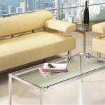 light yellow color leather office sofa Ckrodisy series office furniture metal leg-Ckrodisy