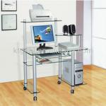 2013 fashionable modern glass+particle board computer table design-T-34