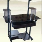 Modern Black Cheap Computer Desk with Glass Desktop and CD Racks(YD-11B)