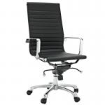 Elegant Highback Office Chair in Black Vinyl