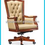 New item with antique design wooden arms leather office chair for sale