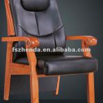 Office Leather High Back Conference and meeting Chair with Solid Wood arms 241