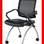 Mesh back stackable office training room chair &amp; visitor chair with caster and fabric seat