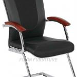 pu meeting chair with wood handrail and steel tube frame
