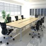 conference table modern design, meeting table desk, metal wood meeting table with power-G-04