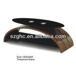 glass and arc curved plywood coffee table-GHC3039