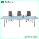 Square steel fame glass top conference table-YZB-37