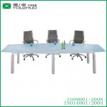 Square steel fame glass top conference table