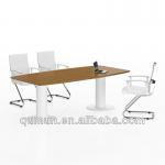 Bieya zebra wood veneer conference table with round steel base