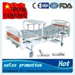 double crank hospital bed(aluminum alloy siderails,with over-bed table)-DP008,double crank hospital bed
