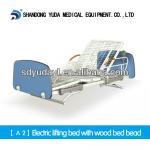 Electric lifting hospital bed with wood bed head