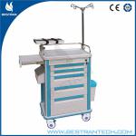 BT-EY009 aluminium structure, 5 drawers, IVstand, cardiac board hospital trolley