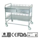 Stainless Steel Medical Trolley with Drawers-H4