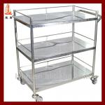 Heavy duty medicine steel 3 layer mobile stainless steel hospital trolley