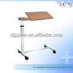 Wooden Hospital Over Bed Table With Casters