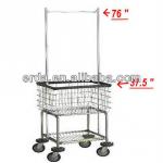 Deluxe Elevated Laundry Cart Basket w/ Double Pole Rack