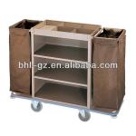 customized Multi-function steel hotel room service trolleys,with canvas bags can unpick wash