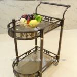 2 tier metal tea cart trolley #002