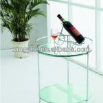 chrome steel frame frosted/clear tempered glass round trolley