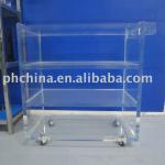 Clear Acrylic Hotel Trolley;Plexiglass Hotel Service Trolley;Perspex Restaurant Trolley;Clear Acrylic Serving Cart