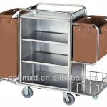 hotel useing laundry cart with stainless steel support