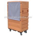 Plastic laundry trolley with wheels