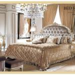 French style queen size carved wood bed designs for hotel bedroom TR2035