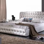 D-02 white full leather bed with crystal dubai hotel classic bedroom