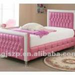 pink button leather bed for kids