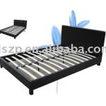 24 slats wooden slats black modern Faux Leather Bed