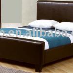 modern faux leather black color double size bed frame-leather bed 112601