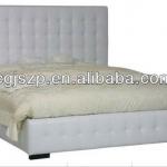 modern elegent white buttoned leather bed-SLB68