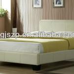 cream faux leather PU bed frame-Leather25