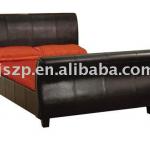 leather black sleigh bed