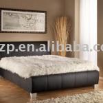 black color double size europe style Faux Leather Bed-Leather82