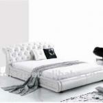 white buttoned leather bed frame-SLB431