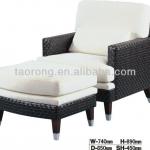Solid wood leg rattan frame single sofa with stool for terrace TR2750