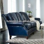 classic hotel furniture blue leather sofa