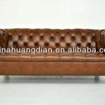 chesterfield brown leather hotel sofa HDS221