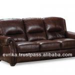 Three-seater sofa with genuine leather