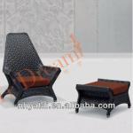 Outdoor Rattan Garden sofa,hotel room lounger with footstool