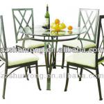 Modern temperedglass table and metal tube Dining table set