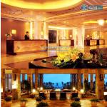 luxury hotel reception counter with LED lighting-