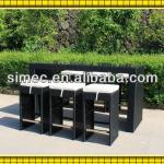 HDPE rattn wicker and aluminum bar table and stools SCBT-004