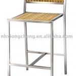 Outdoor Stackable stainless steel and teak bar chair