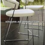 chrome steel/metal frame white leather high back stackable Bar stool with armrest-C633