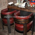 Leather bar chair with armrest