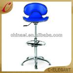 Shinning blue PVC bar chair leisure style chrome base